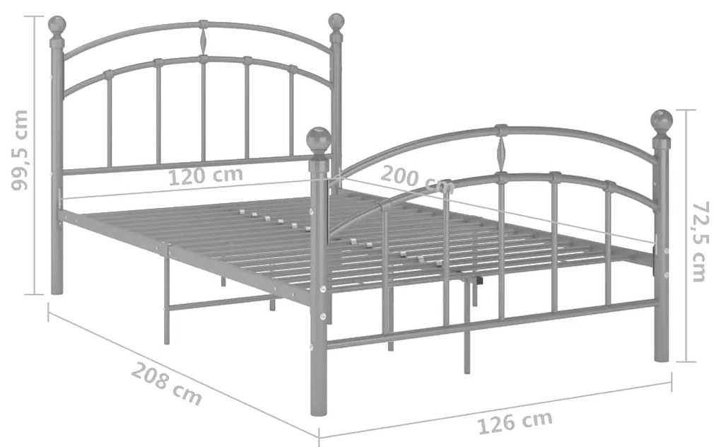 ΠΛΑΙΣΙΟ ΚΡΕΒΑΤΙΟΥ ΓΚΡΙ 120 X 200 ΕΚ. ΜΕΤΑΛΛΙΚΟ 324975