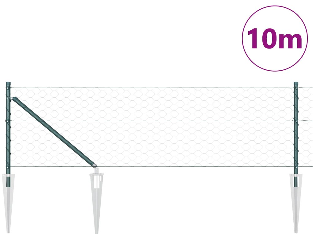 vidaXL Εξαγωνική Περίφραξη Πράσινη 0.8x10 m Ατσάλι