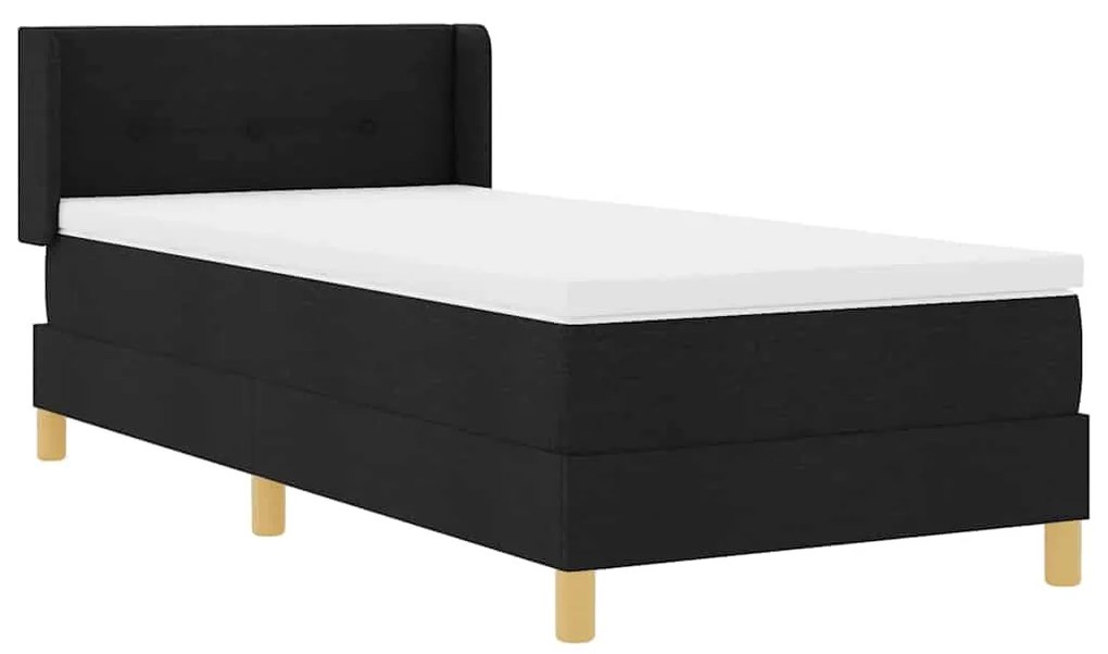 vidaXL Κρεβάτι με ελατήρια Μαύρο και Λευκό 90 x 190 cm ύφασμα