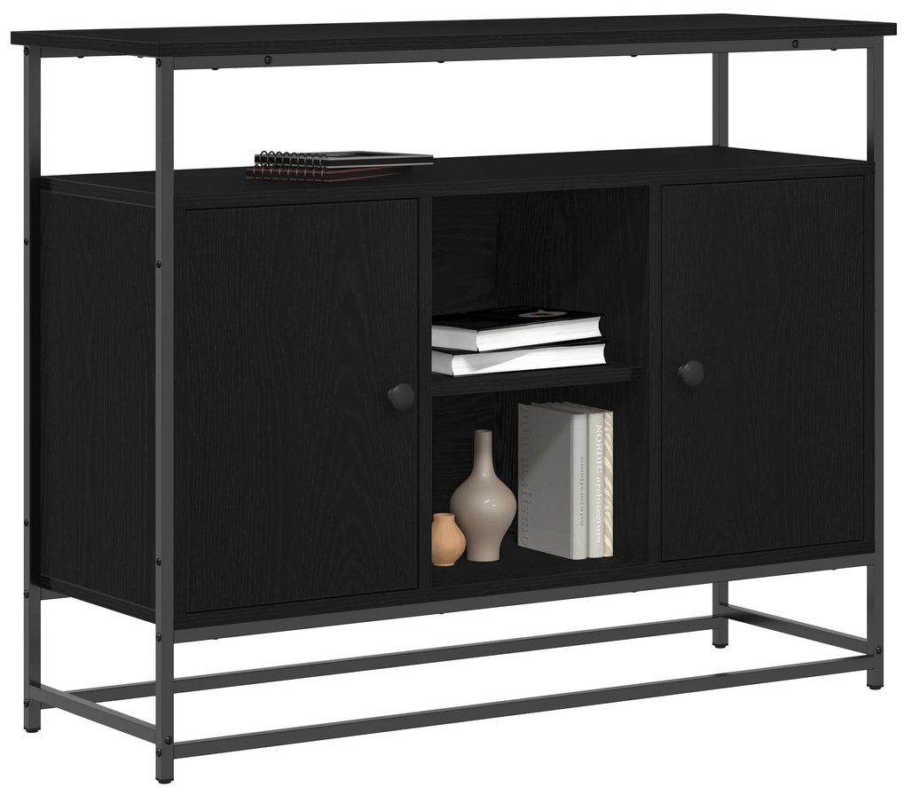 vidaXL Μπουφές Μαύρο Δρυς 100x35x80 εκ. Επεξεργασμένο Ξύλο και Ατσάλι