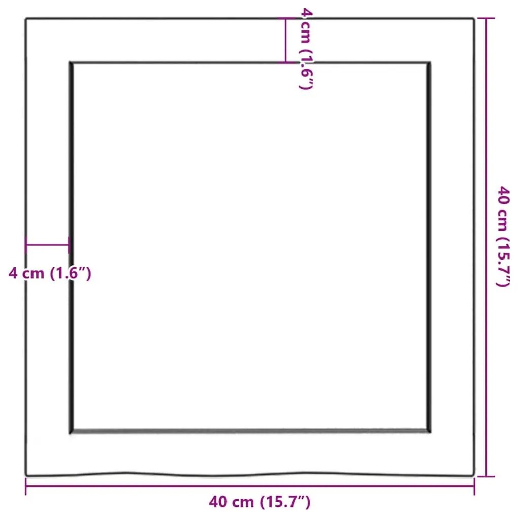 Πάγκος Μπάνιου Αν. Καφέ 40x40x(2-6) εκ. Επεξεργ. Μασίφ Ξύλο - Καφέ