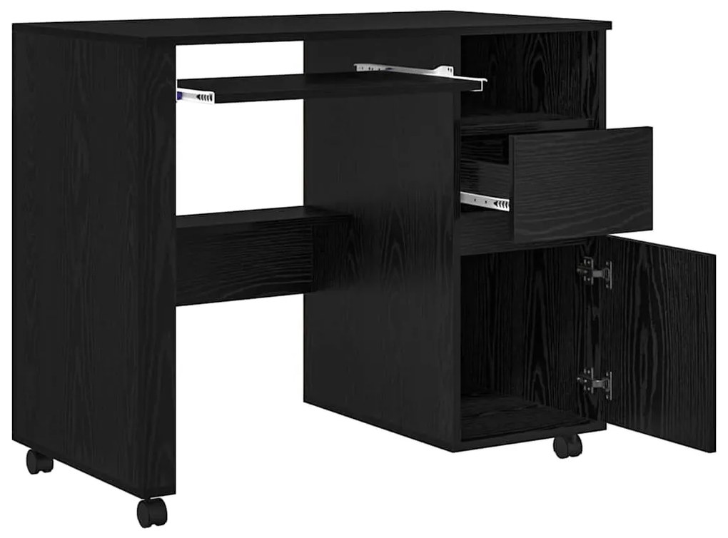 vidaXL Γραφείο με Ρόδες Μαύρη Οξυά 91 x 50 x 77 εκ. Επεξεργασμένο ξύλο