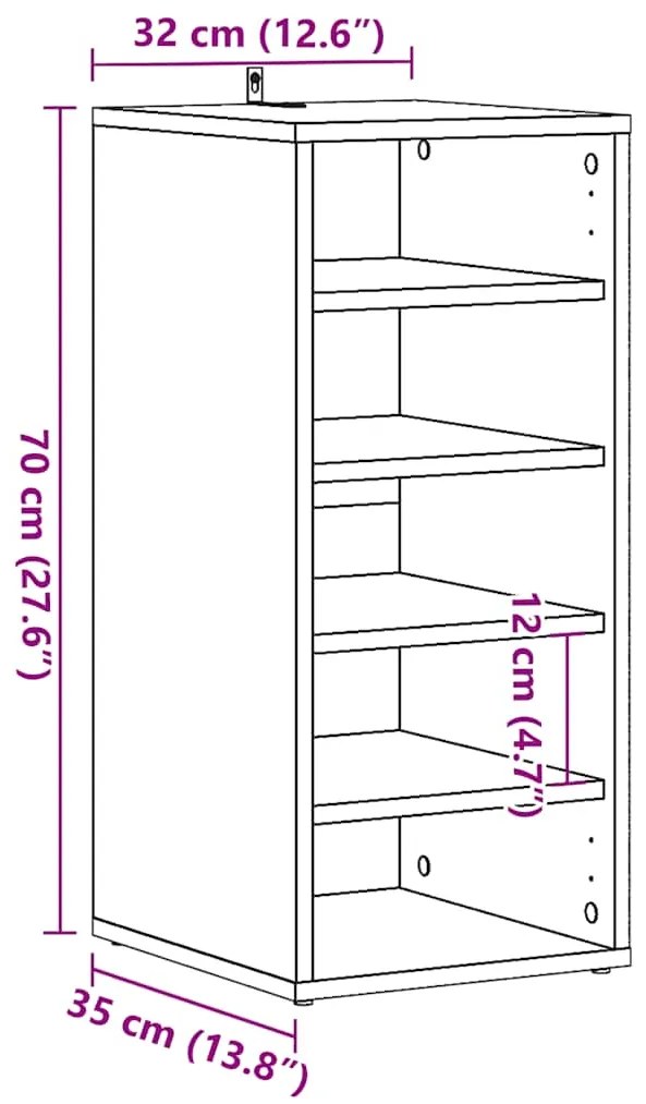 Παπουτσοθήκη Παλιό Ξύλο 32 x 35 x 70 εκ. από Μοριοσανίδα - Καφέ
