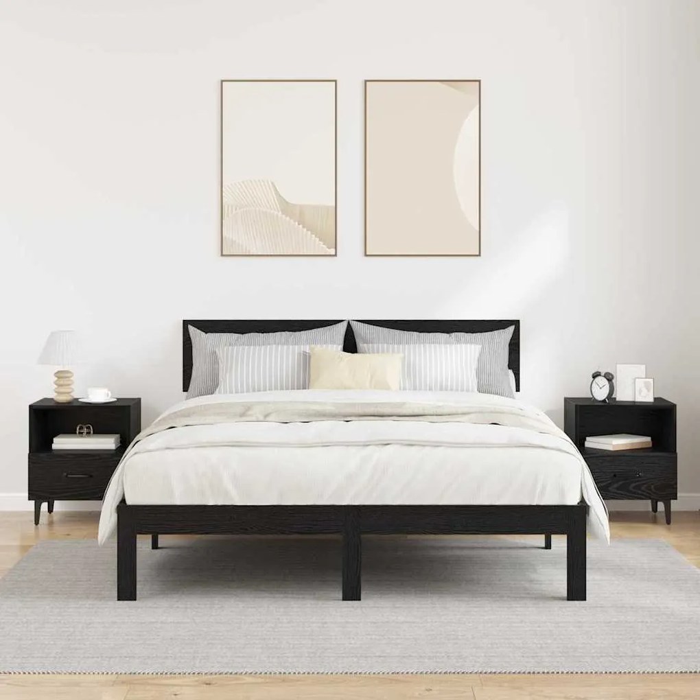 vidaXL Κομοδίνο 2 pcs Μαύρη δρυς 40 x 35 x 47.5 εκ Επεξεργασμένο ξύλο