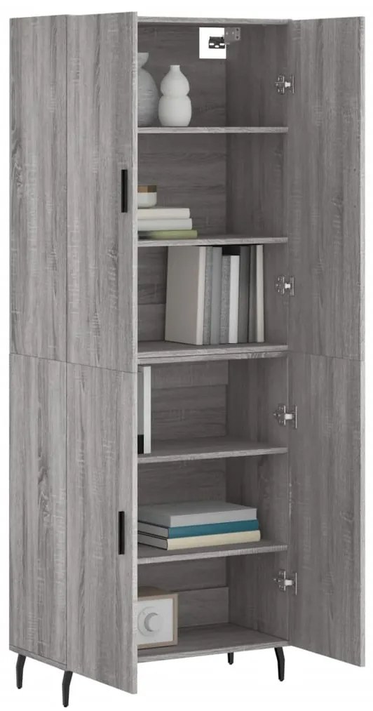 vidaXL Ντουλάπι Γκρι Sonoma 69,5 x 34 x 180 εκ. Επεξεργασμένο Ξύλο