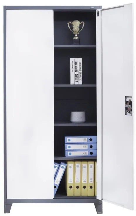 Ντουλάπα Everet Fylliana Μεταλλική Γκρί - Λευκό 90x40x190 εκ. 90x40x190 εκ.