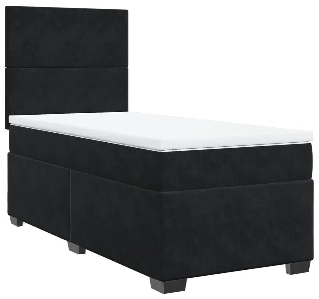 vidaXL Κρεβάτι Boxspring με Στρώμα Μαύρο 90x190 εκ. Βελούδινο