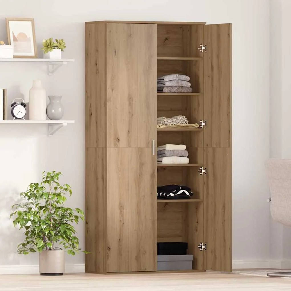 vidaXL Ψηλή Ντουλάπα artisan δρυς 80 x 35 x 180 εκ Επεξεργασμένο ξύλο