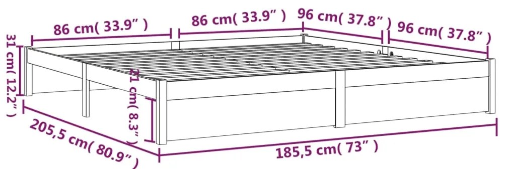 Πλαίσιο Κρεβατιού 180 x 200 εκ. Μασίφ Ξύλο Super King Size - Καφέ