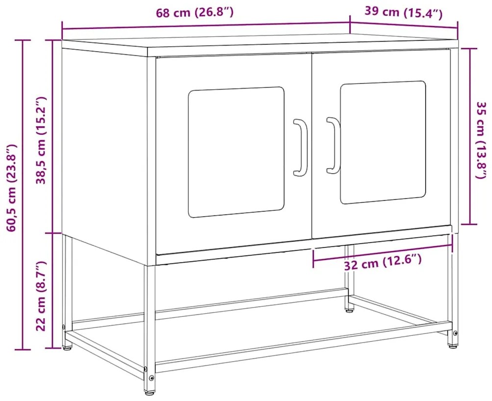 ντουλάπι τηλεόρασης Λευκό 68x39x60,5cm από χάλυβα ψυχρής έλασης - Λευκό