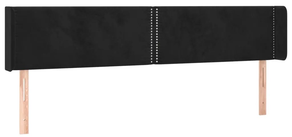 Κεφαλάρι με Πτερύγια Μαύρο 183x16x78/88 εκ. Βελούδινο 3118690