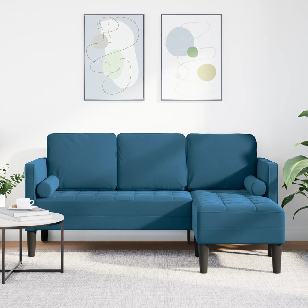 vidaXL Γωνιακός Καναπές Μπλε 173x131x67 εκ. Βελούδο