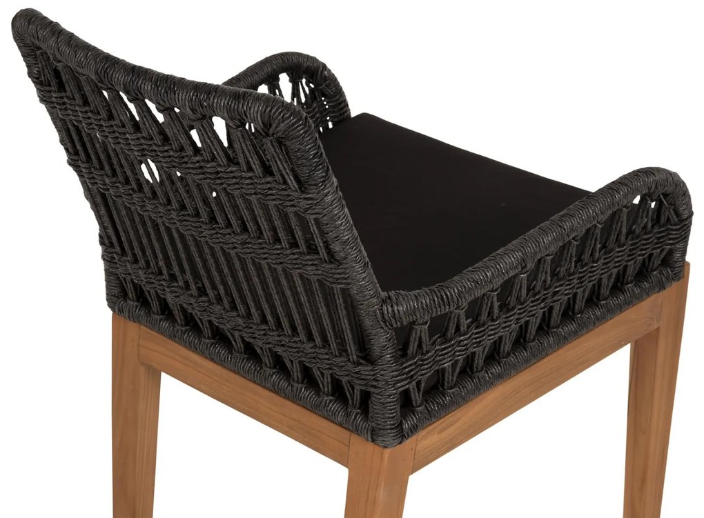 Καρέκλα - Πολυθρόνα STARDOM C9760.02 Μελί Ξύλο Teak με Μαύρο Σχοινί 57x65x83Yεκ. 57x65x83 εκ.