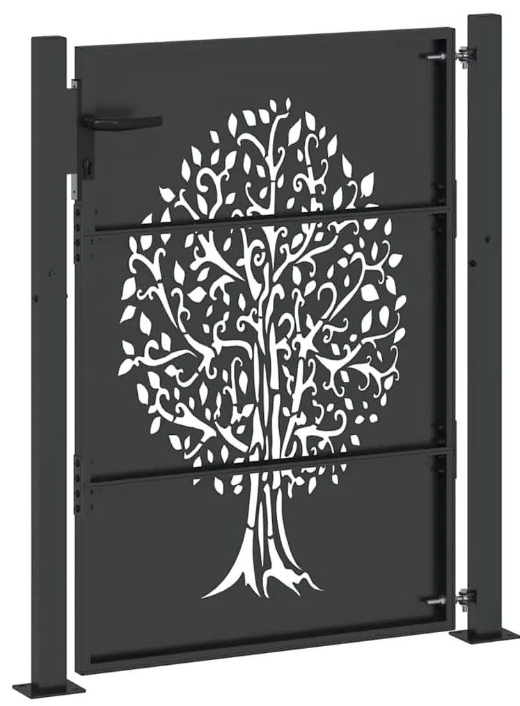 vidaXL Πύλη Κήπου Μαύρο 105 x 125 cm Ατσάλι με Επικάλυψη Πούδρας