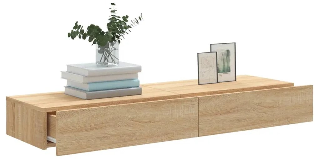 vidaXL Έπιπλα Τηλεόρασης με LED 2 τεμ. Sonoma Δρυς 60x35x15,5 εκ.