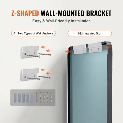 VEVOR Square Wall Mounted Mirror 28&quot; x 60&quot; Mirror with Aluminium Alloy Frame