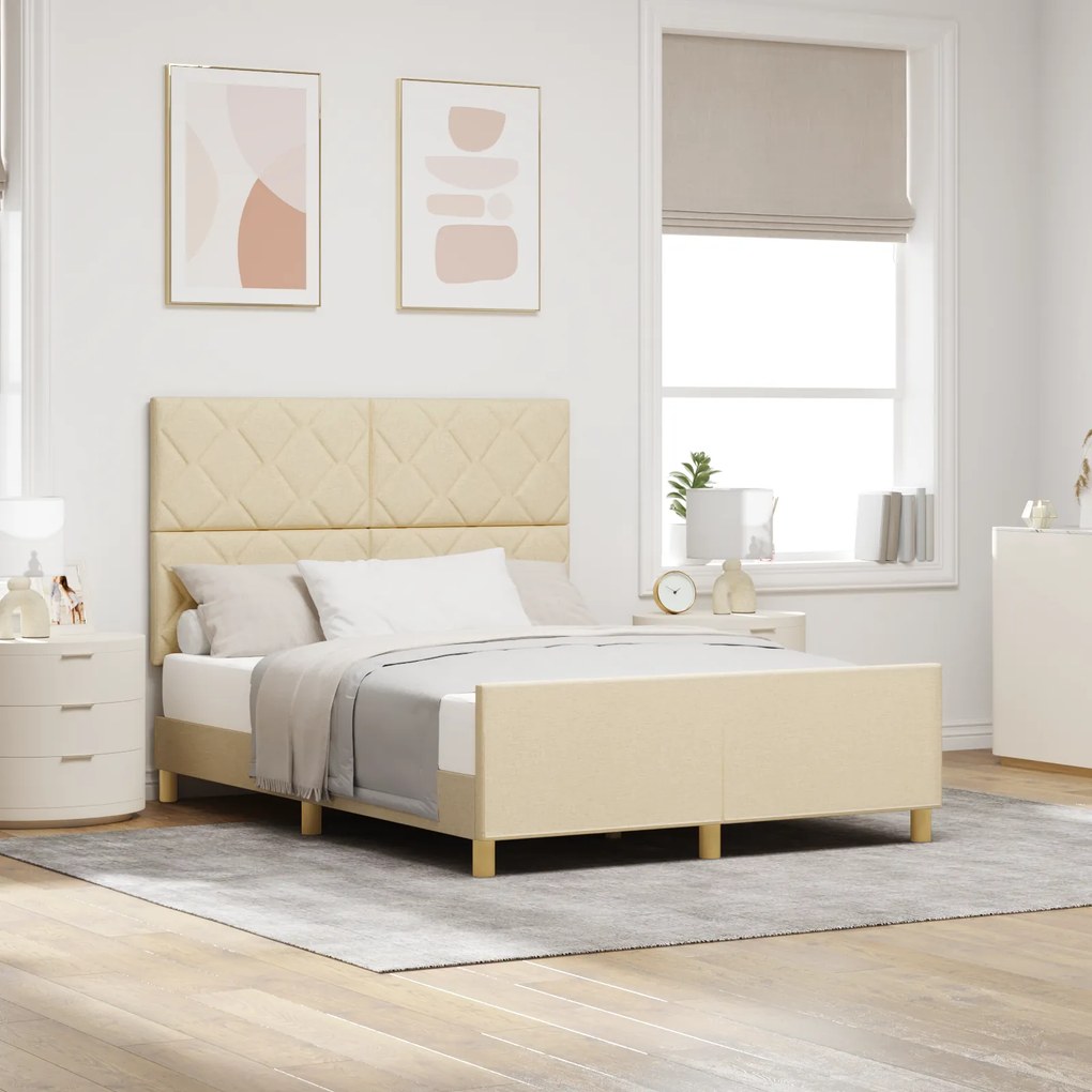 vidaXL Κρεβάτι Κρεμ 160x200 εκ Υφάσματος