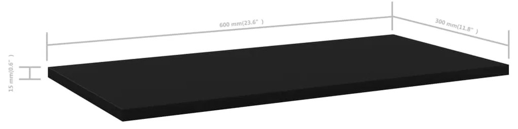 Ράφια Βιβλιοθήκης 4 τεμ. Μαύρα 60x30x1,5 εκ. από Μοριοσανίδα - Μαύρο