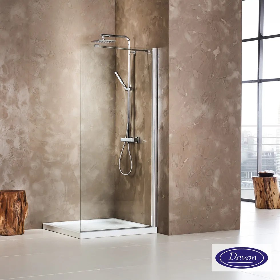 Διαχωριστικό κρύσταλλο ντουζιέρας Walk-in 80 ρυθμιζόμενo από 77 έως 79εκ. ύψους 185, Devon Clean Glass Chrome WD80C-100