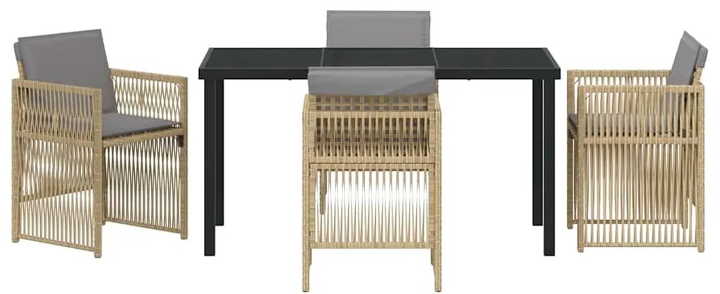 vidaXL Σέτ φαγητού για κήπο 5 pcs Μπεζ Χάλυβας με επίστρωση πούδρας