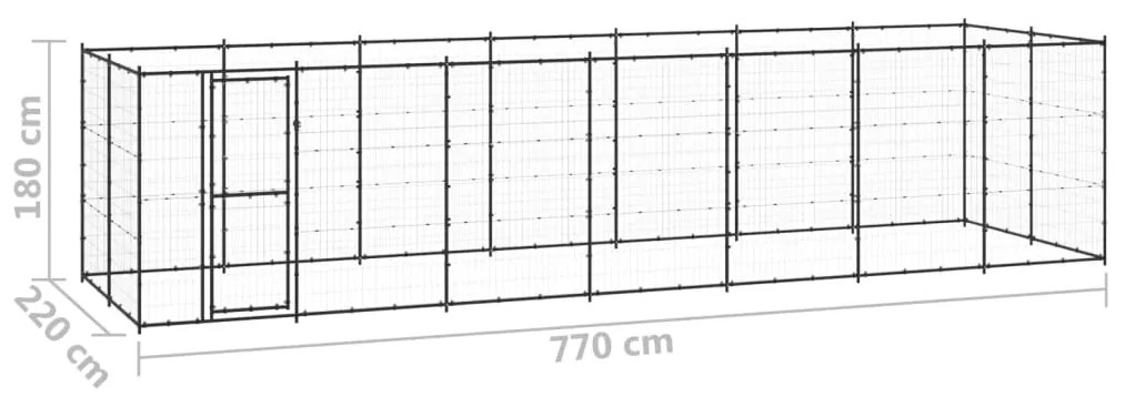 vidaXL Κλουβί Σκύλου Εξωτερικού Χώρου 16,94 μ² από Ατσάλι