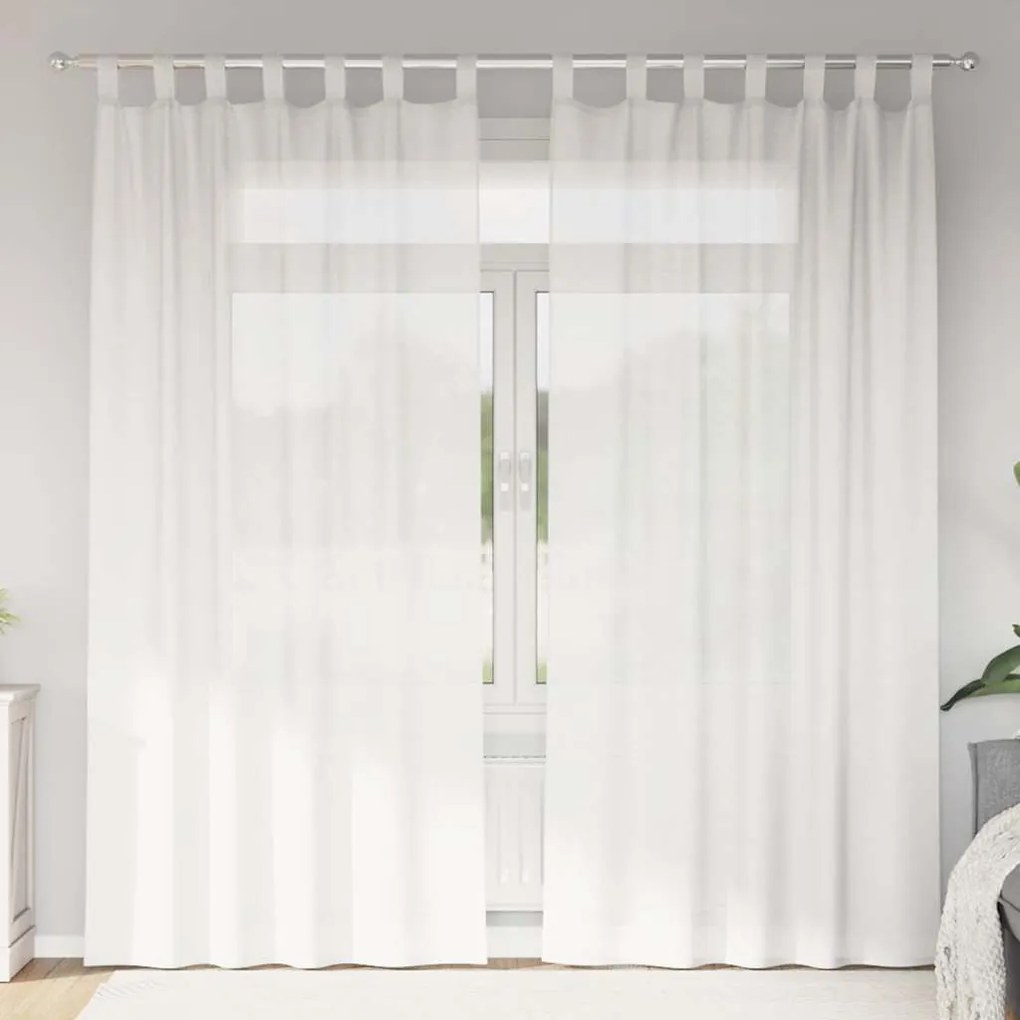 vidaXL Κουρτίνες Voile με βρόχους 2 τεμάχια Λευκό 140x225 cm