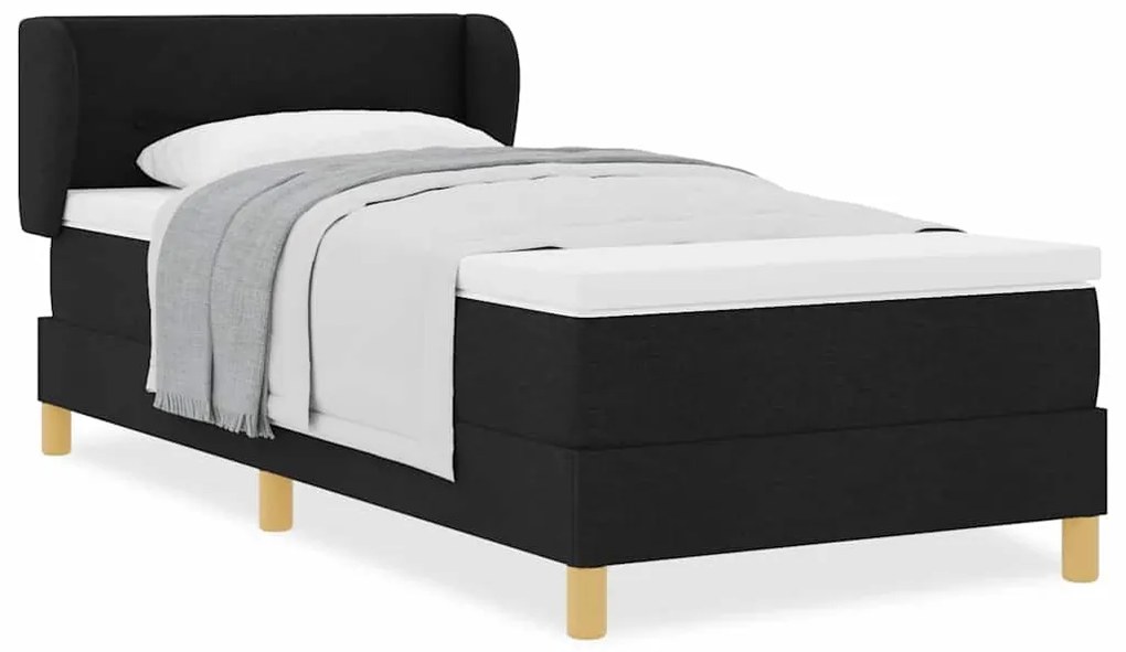 vidaXL Κρεβάτι με Ελατήρια και Στρώμα Κρεμ 90x200 εκ Υφασμα Μαύρο
