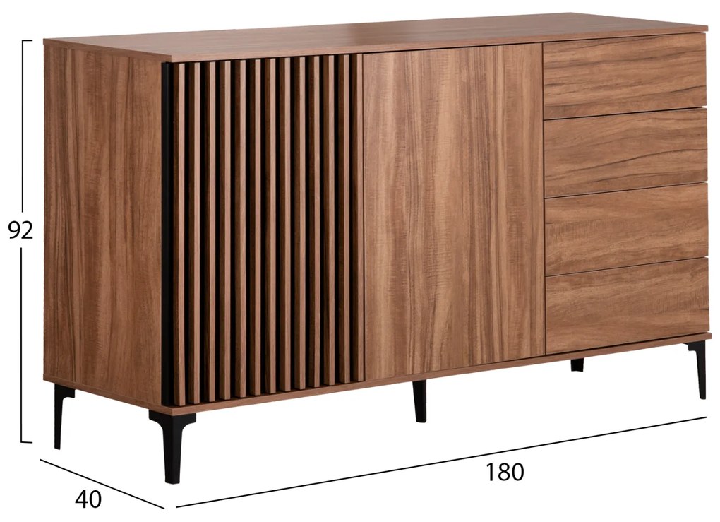 ΜΠΟΥΦΕΣ ΣΕΙΡΑ HARRY HM18006.01 ΜΕΛΑΜΙΝΗ ΦΥΣΙΚΟ ΞΥΛΟΥ-ΜΑΥΡΟ 180x40x92Υεκ.