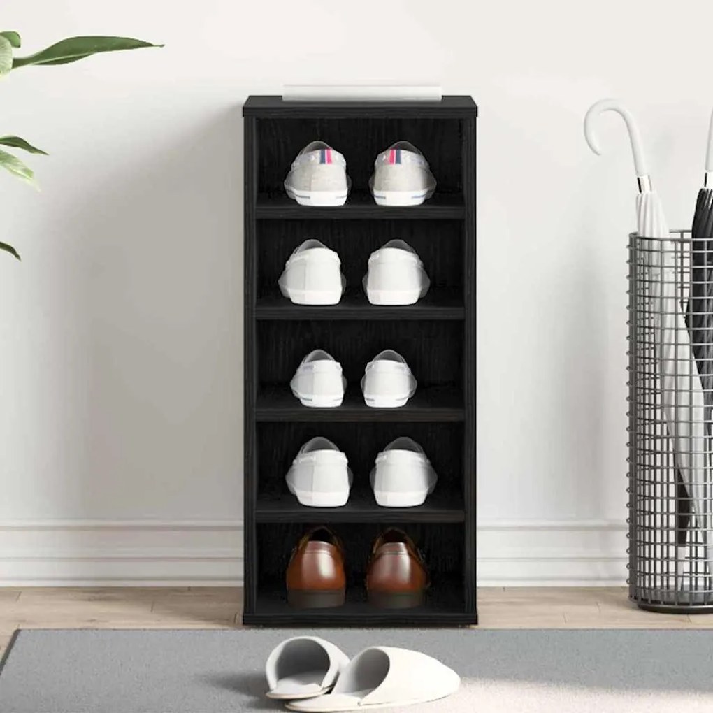 vidaXL Ντουλάπα Παπουτσιών Μαύρη Δρυς 32x35x70 εκ Επεξεργασμένο Ξύλο