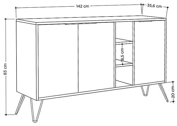 Μπουφές Clara Megapap χρώμα ανοιχτό καρυδί 142x35,6x83εκ. - GP037-0004,8