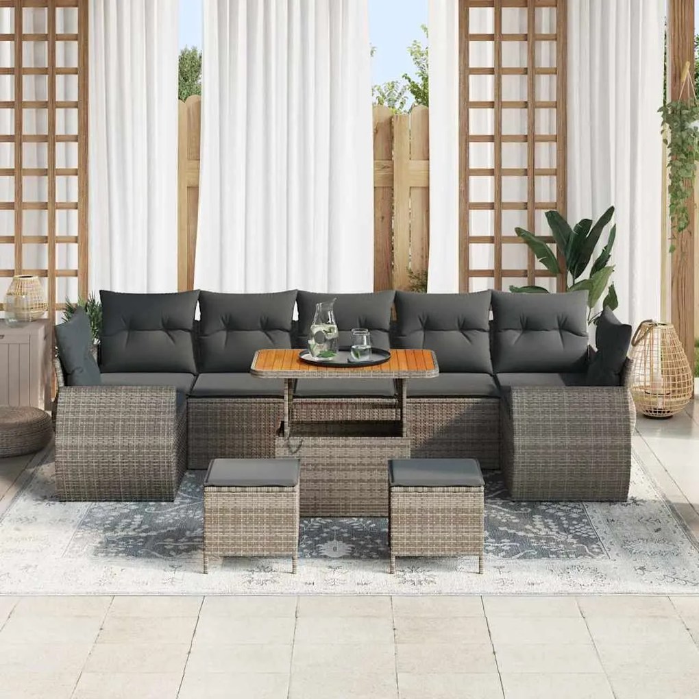 vidaXL Σετ Καναπέ Κήπου 10 pcs Γκρι συνθετικό ρατάν