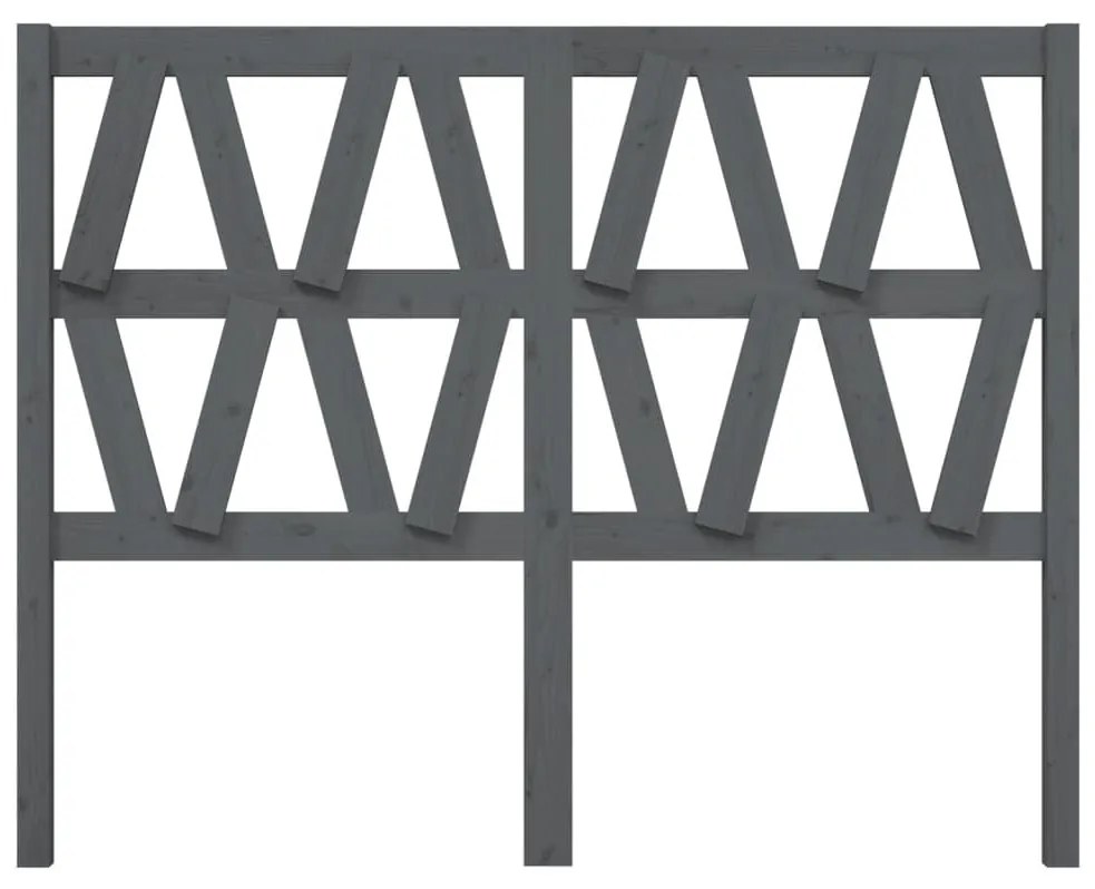 Κεφαλάρι Κρεβατιού Γκρι 126 x 4 x 100 εκ. από Μασίφ Ξύλο Πεύκου - Γκρι