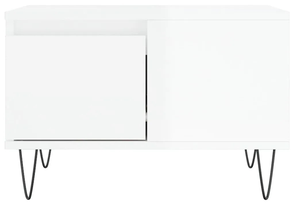 Τραπεζάκι Σαλονιού Γυαλ. Λευκό 55x55x36,5 εκ. Επεξεργ. Ξύλο - Λευκό