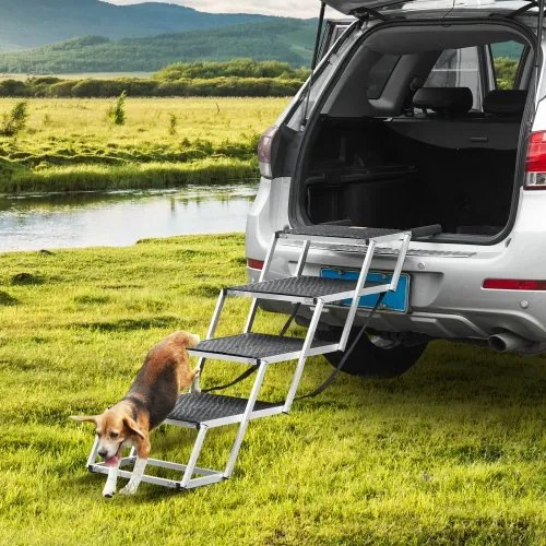 VEVOR Dog Stair for Cars 4-step Folding Dog Steps Aluminum Loads up to 250 lbs
