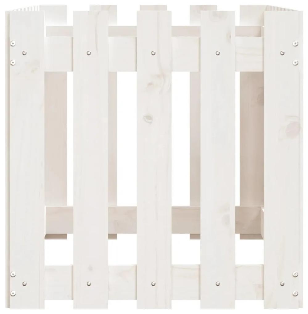 Ζαρντινιέρα Υπερυψωμένη Σχ Φράχτη Λευκή 100x50x50εκ Μασίφ Πεύκο - Λευκό