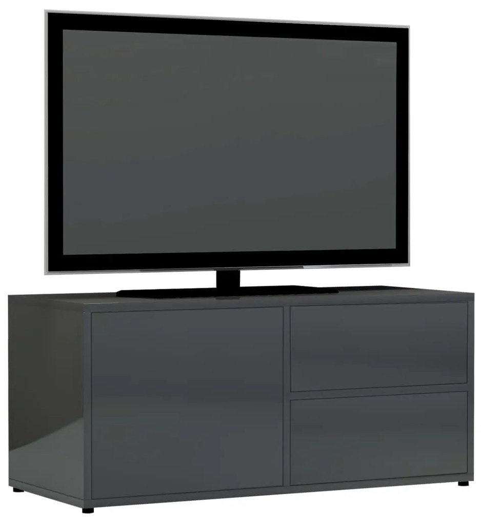 vidaXL Έπιπλο Τηλεόρασης Γυαλιστερό Γκρι 80x34x36 εκ. Μοριοσανίδα