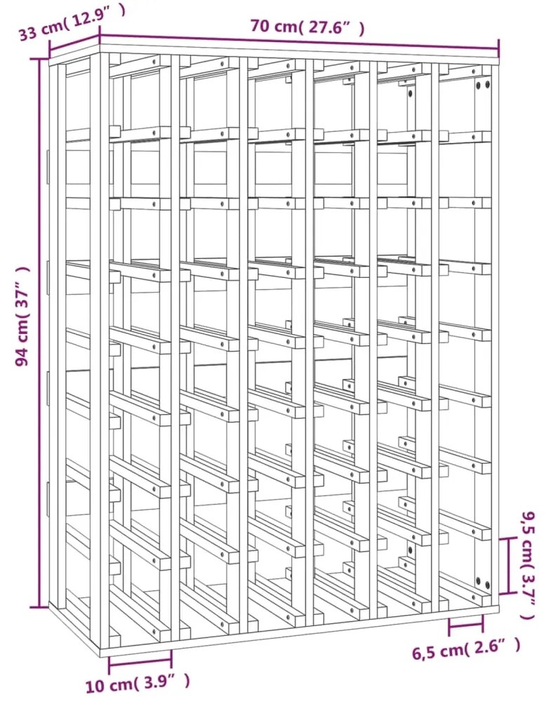vidaXL Ραφιέρα Κρασιών 70x33x94 εκ. από Μασίφ Ξύλο Πεύκου