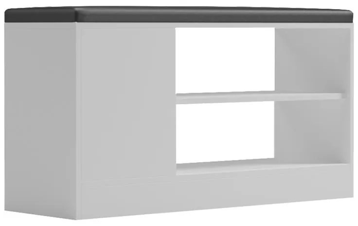 Παπουτσοθήκη-σκαμπό Deboule 8 ζευγών σε λευκή-μαύρη απόχρωση 90x30x46εκ 90x30x46 εκ.