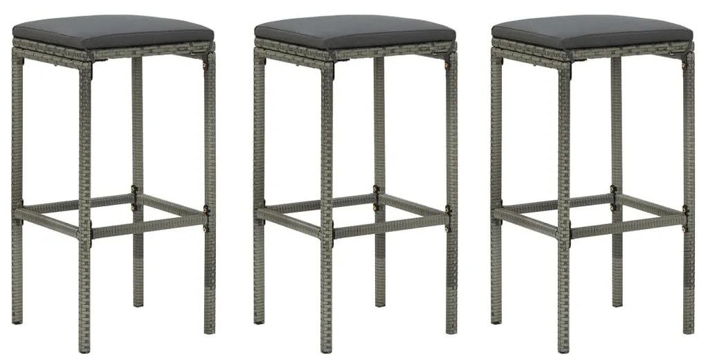 vidaXL Σετ Επίπλων Μπαρ Κήπου 4 τεμ. Γκρι Συνθετικό Ρατάν με Μαξιλάρια