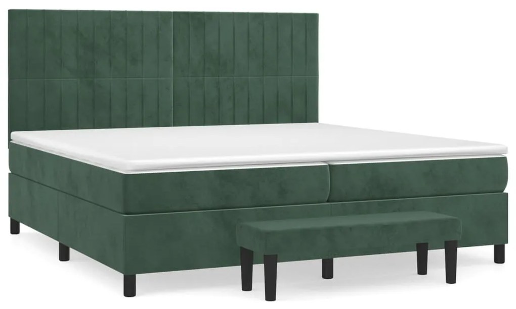 Κρεβάτι Boxspring με Στρώμα Σκούρο Πράσινο 200x200εκ. Βελούδινο 3137986