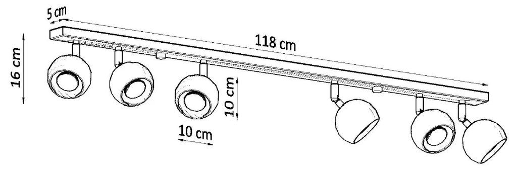 Sollux Φωτιστικό οροφής Oculare 6,ατσάλι,6xGU10/40w