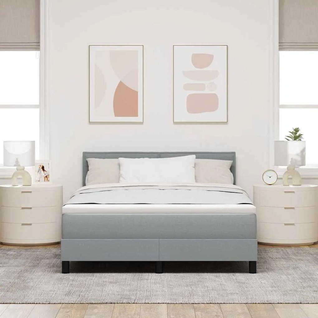 vidaXL Κρεβάτι box spring με στρώμα Ανοιχτό γκρι 140 x 200 cm ύφασμα