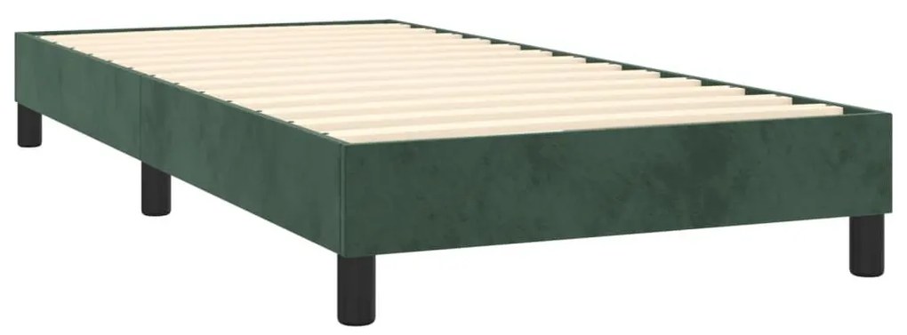 Κρεβάτι Boxspring με Στρώμα &amp; LED Σκ. Πράσινο 80x200 εκ Βελούδο  - Πράσινο
