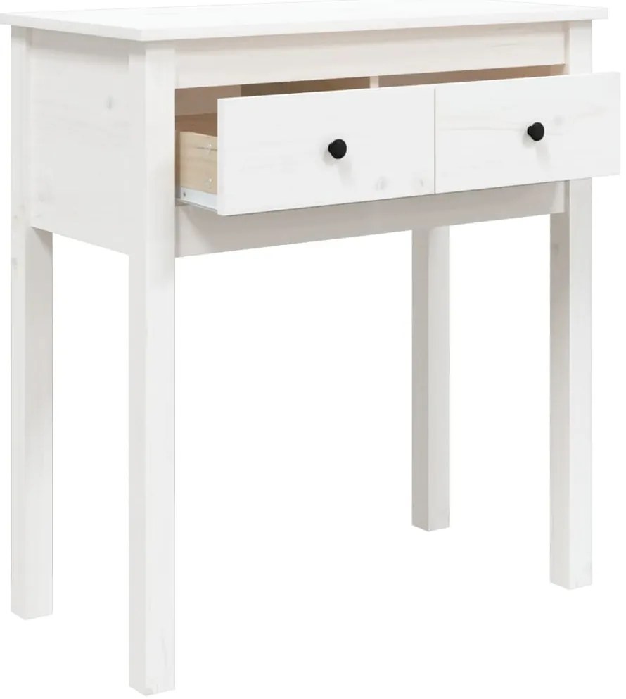 vidaXL Τραπέζι Κονσόλα Λευκό 75 x 35 x 75 εκ. από Μασίφ Ξύλο Πεύκου