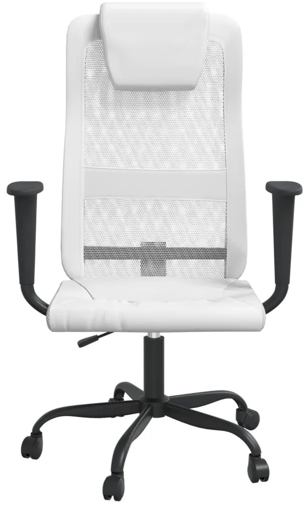 vidaXL Καρέκλα Γραφείου Ρυθμ. Ύψος Λευκή Διχτυωτό Ύφασμα/Συνθ. Δέρμα