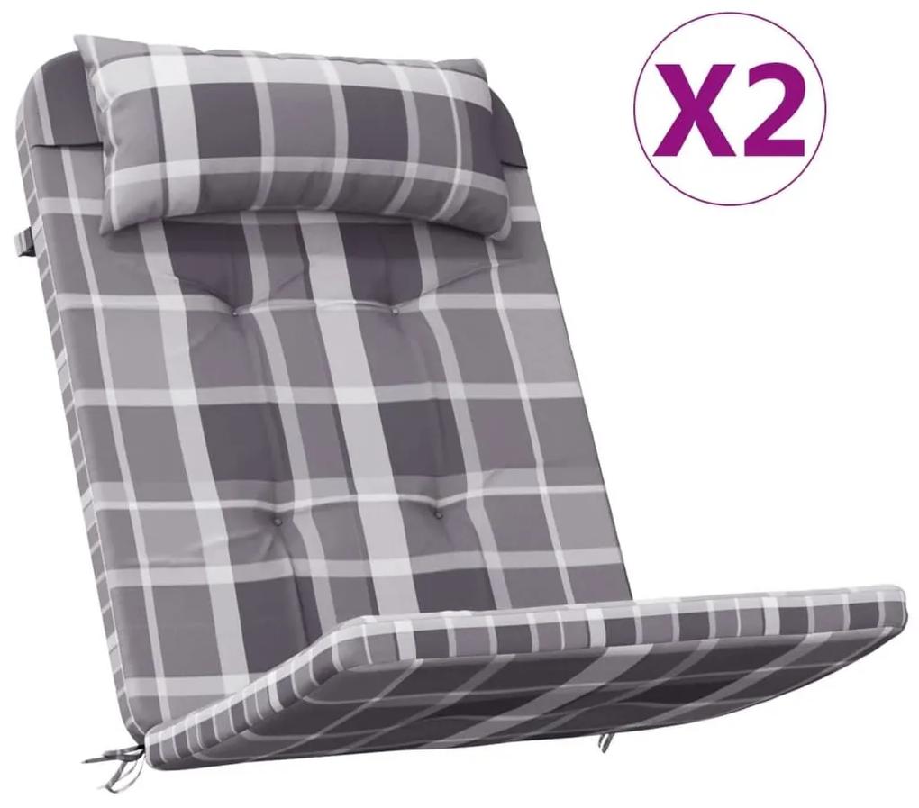 Μαξιλάρια Καρέκλας Adirondack 2 τεμ. Γκρι Καρό Ύφασμα Oxford - Γκρι