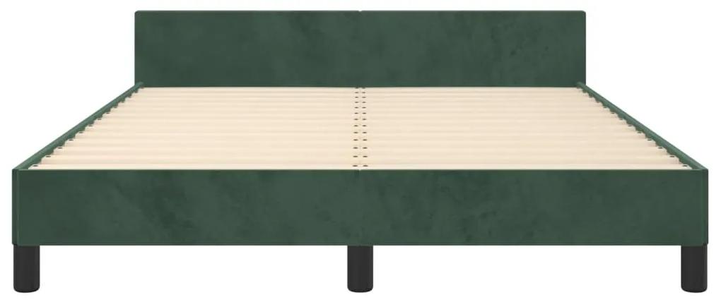 vidaXL Πλαίσιο Κρεβατιού με Κεφαλάρι Σκ. Πράσινο 140x200 εκ. Βελούδινο