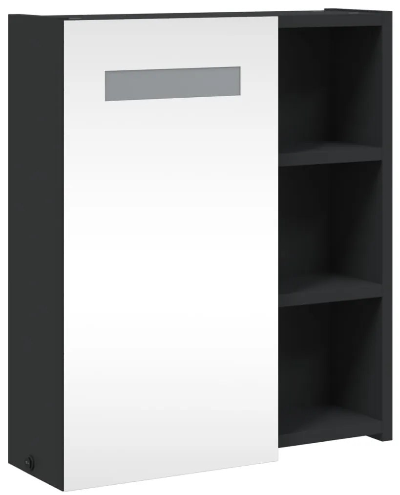 vidaXL Καθρέφτης Μπάνιου με Ντουλάπι &amp; LED Μαύρο 45 x 13 x 52 εκ.