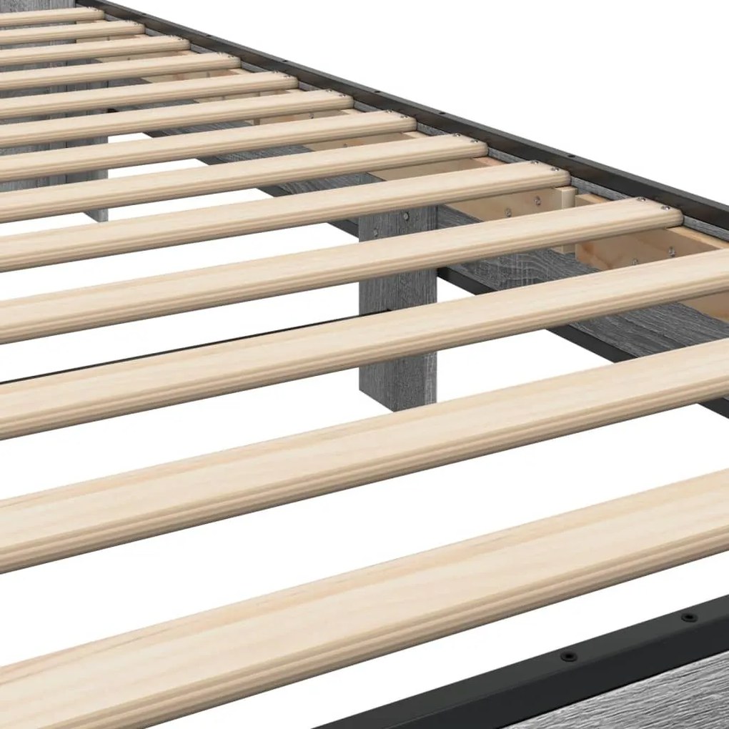 vidaXL Πλαίσιο Κρεβατιού Γκρι Sonoma 75x190 εκ. Επεξ. Ξύλο &amp; Μέταλλο