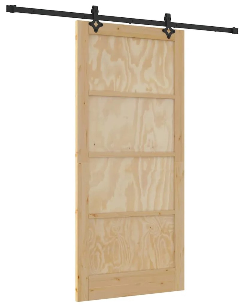 vidaXL Συρόμενη Πόρτα Φυσικό και μαύρο 93 x 202 cm